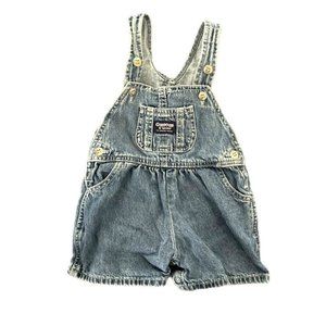 Oshkosh B'Gosh 18 Mo Baby Girl Denim Stone Wash Short Overalls Vestbak Vintage